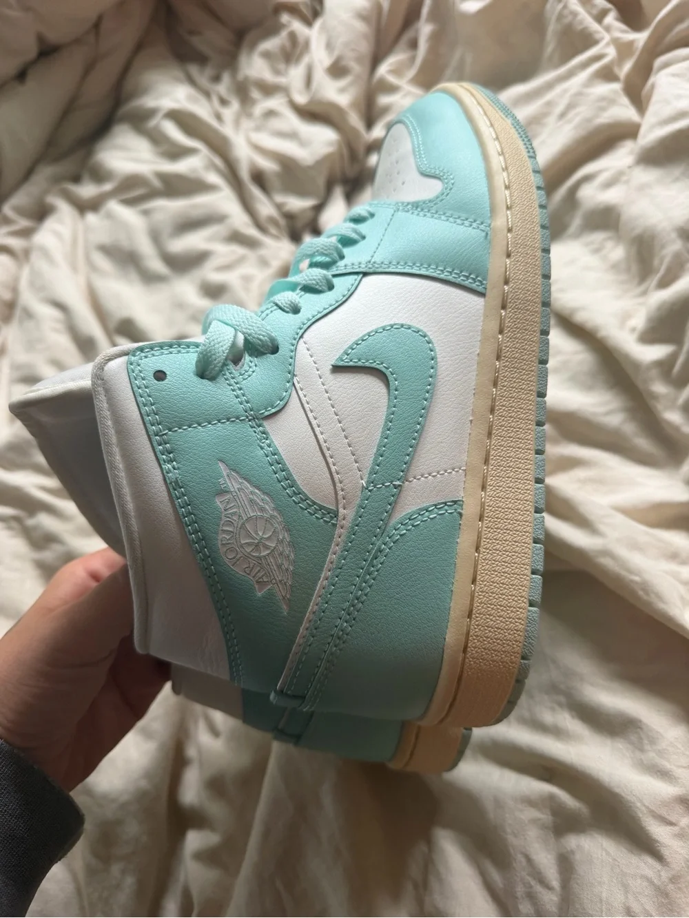 Nike Air Jordan High Top Sneakers in Mint Green & White
